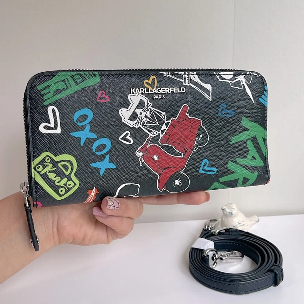 Karl Lagerfeld Paris Genuine Leather Wallet Crossbody